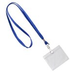 Namnskylt visitkort liggande med lanyard blå