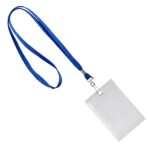 Namnskylt A7 stående med lanyard blå